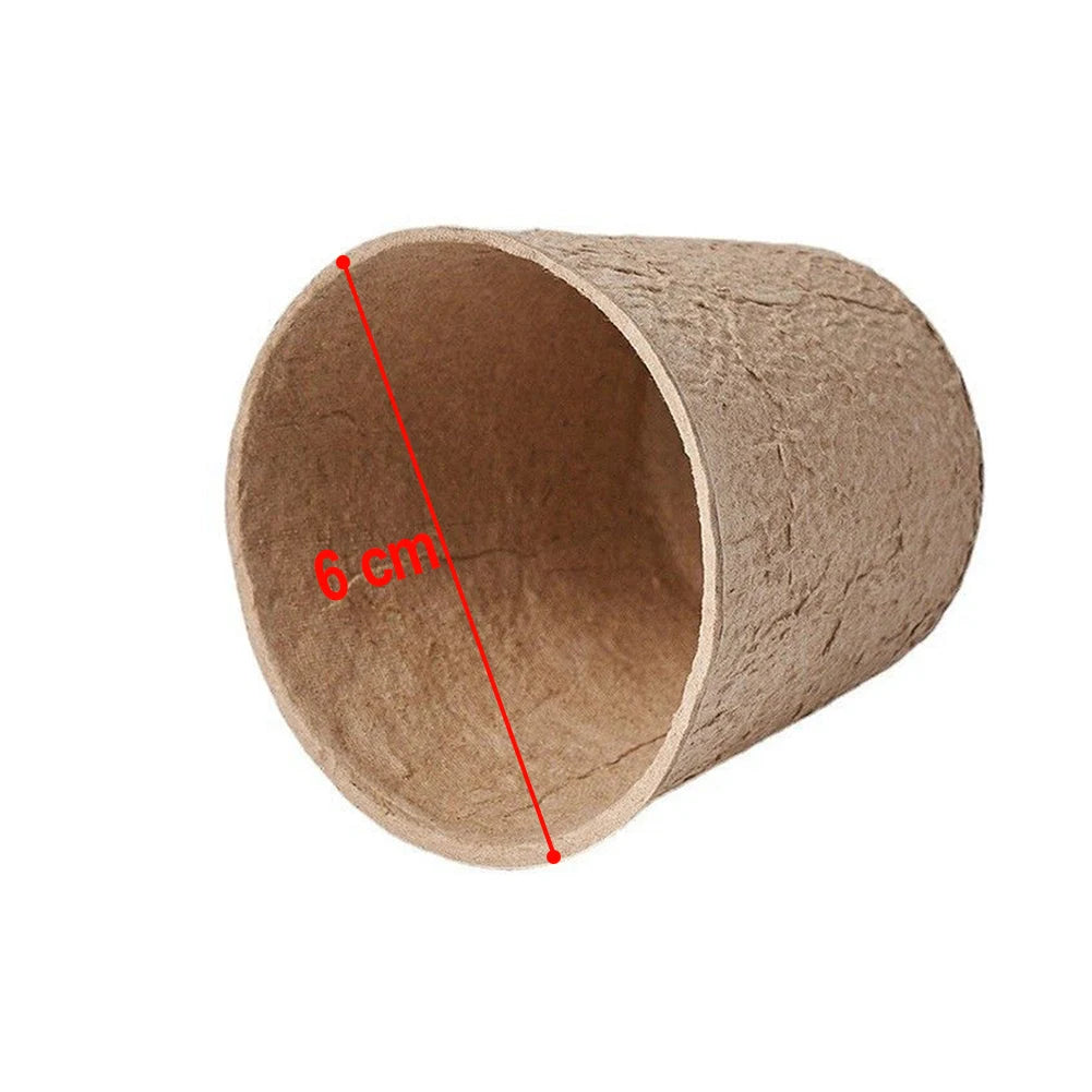 100Pcs Flower Pots Peat Planting Pots Biodegradable Paper Pulp 6*6*4.5cm For Plant Starter Starting Tray Gardening Supplies