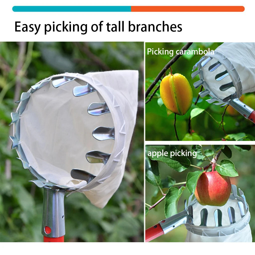 Metal Fruit Picker Orchard Gardening Apple Peach High Tree Picking Tools  Fruit Catcher Collection Pouch Farm Garden Supplies