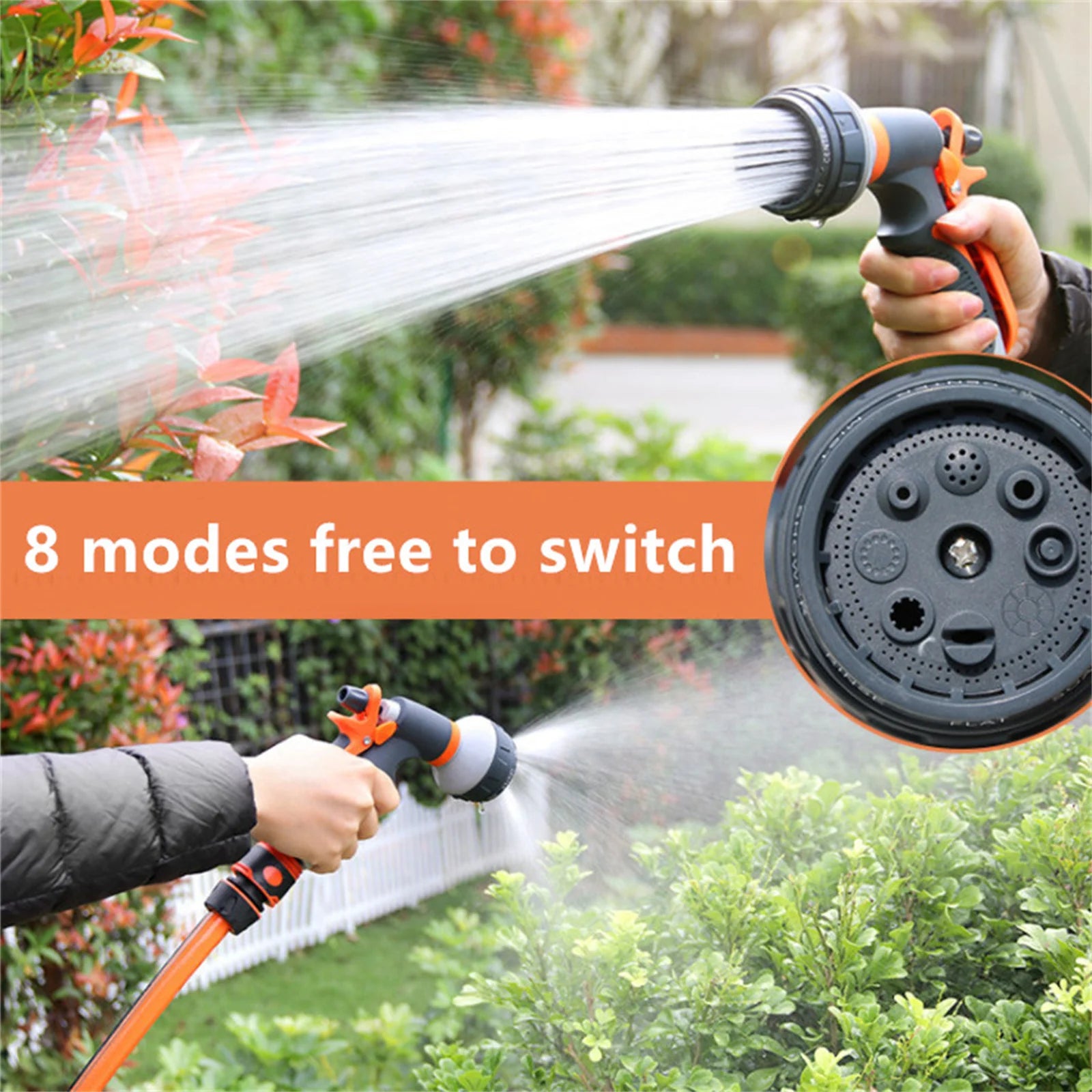 Garden Foam Water Gun 8 Modes High-Pressure Car Wash Sprinkler Adjustable Irrigation Watering Nozzle 1/2'' Pipe Quick Connector