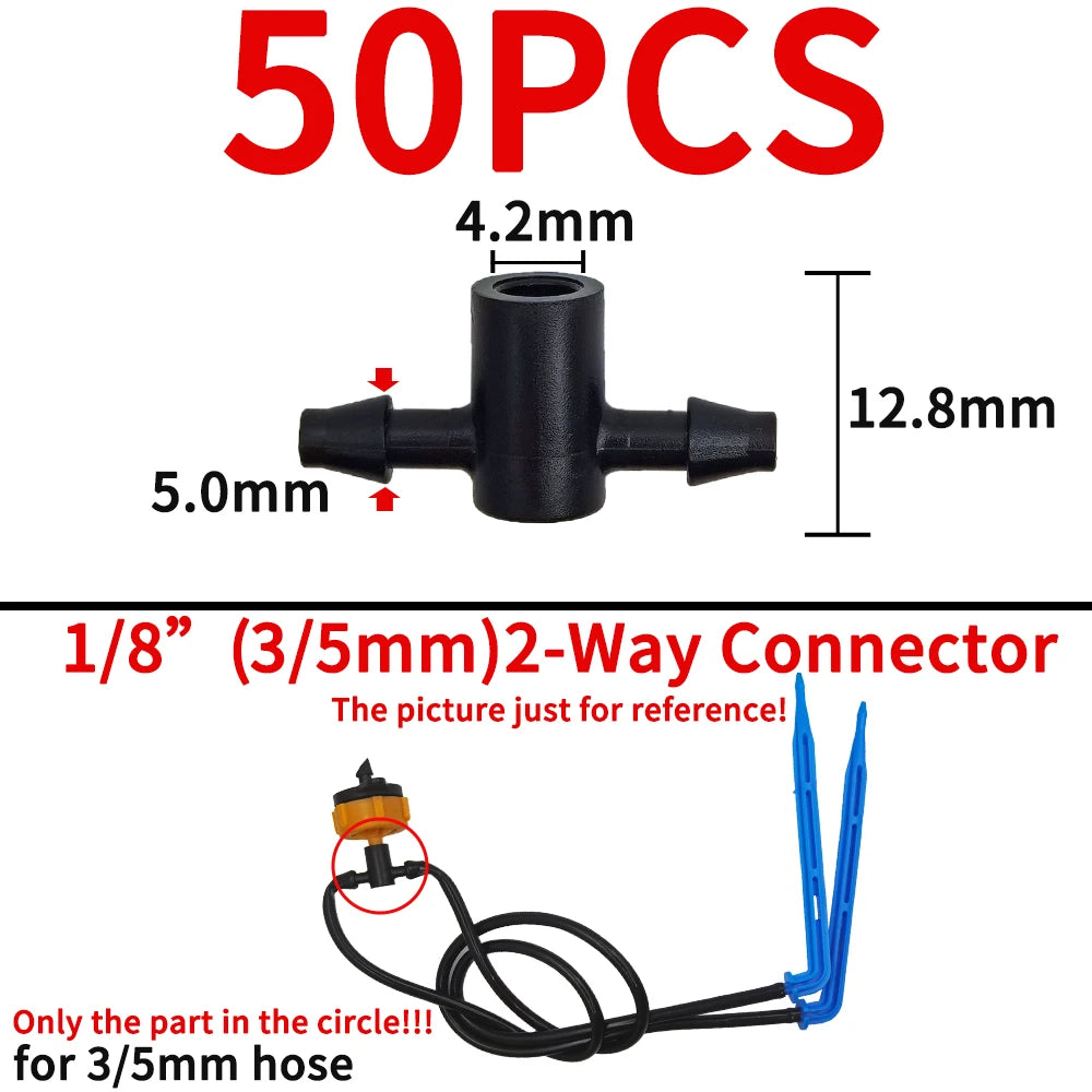 WUJIE Garden Water Connector Drip Irrigation for 1/4'' & 1/8'' Tubing Hose Accessories Joint Barbed Tees Cross Eng Plug Adaptors