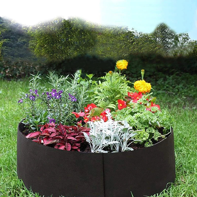 Round Fabric Felt Garden Flower Grow Bag Raised Garden Bed Vegetable Planting Bag Planter Pot with Handles Planting Pots