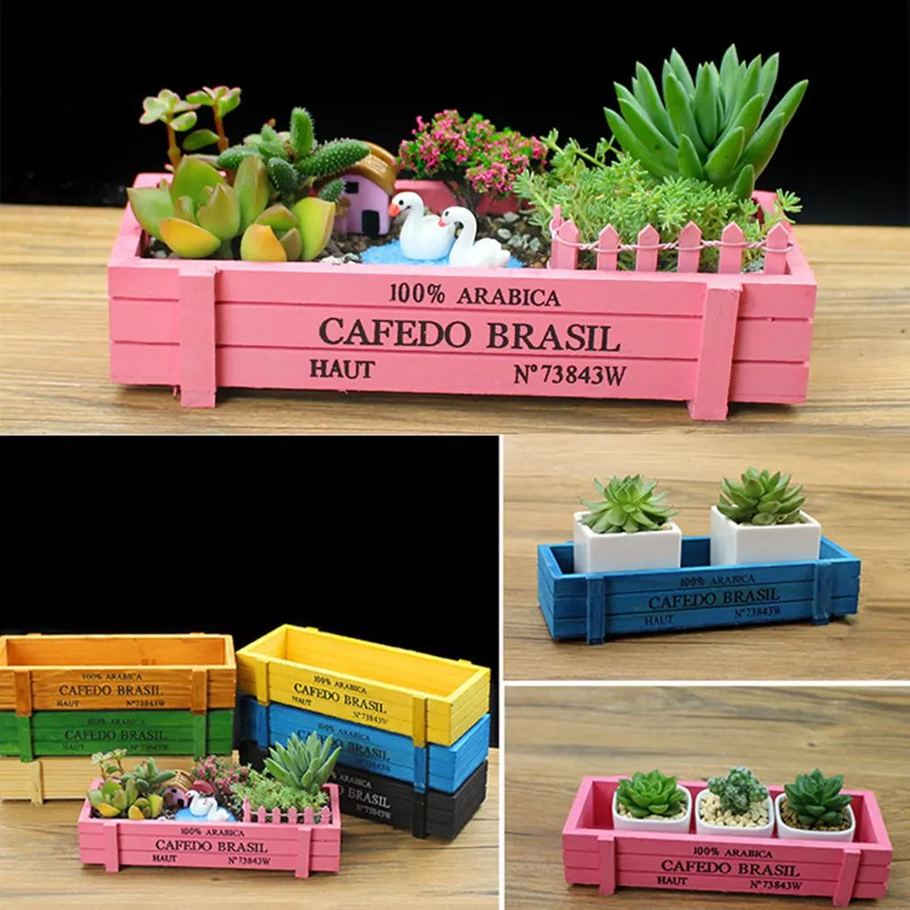 New Vintage Wood Garden Flower Planter Succulent Pot Rectangle Trough Box Plant Bed gift for office home shopping mart hotel