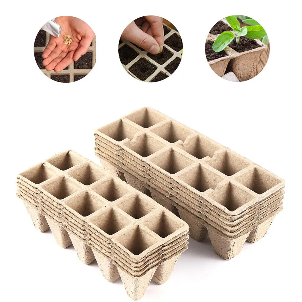 10 Grids Peat Pots Seed Starter Peat Pots Biodegradable Sprouting Seedling Trays For Indoor And Outdoor Plants Gardening Tool