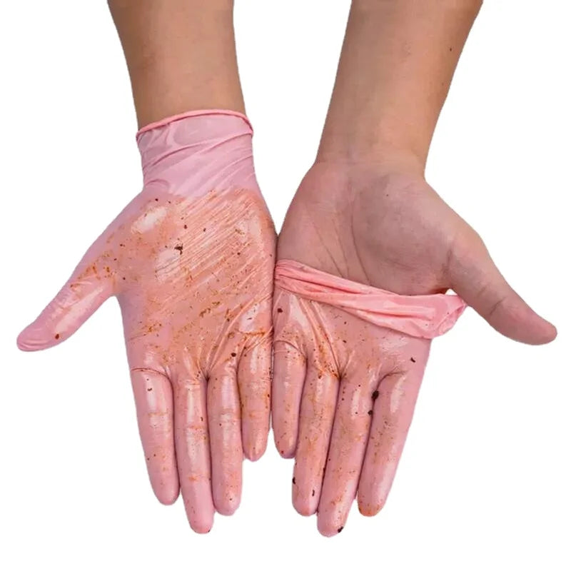 50/100PCS Pink Nitrile Gloves Disposable Powder Free Household Cleaning Gloves for Kitchen Gardening Working Beauty Nail Gloves