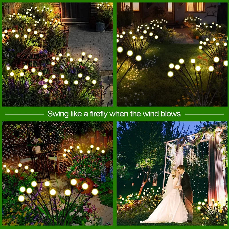 1/4/8/12Pack Outdoor LED Solar Lights Waterproof Starburst Firefly Lights Lawn Garden Lamp for Path Landscape Decorative Lights