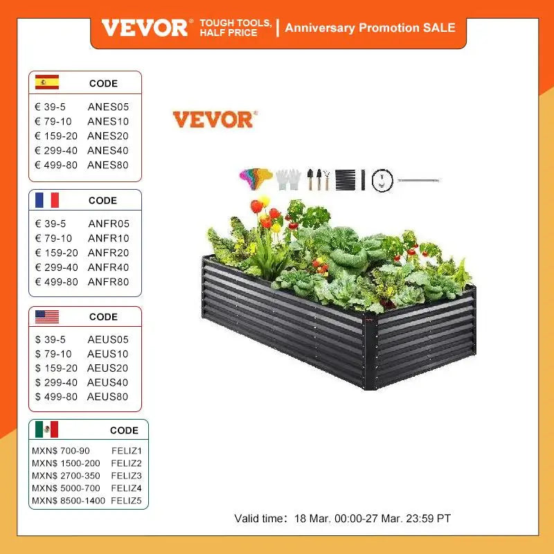 VEVOR Raised Garden Bed Kit Large Metal Raised Planter Box Garden Beds Outdoor for Vegetables Flowers and Herbs with Open Bottom