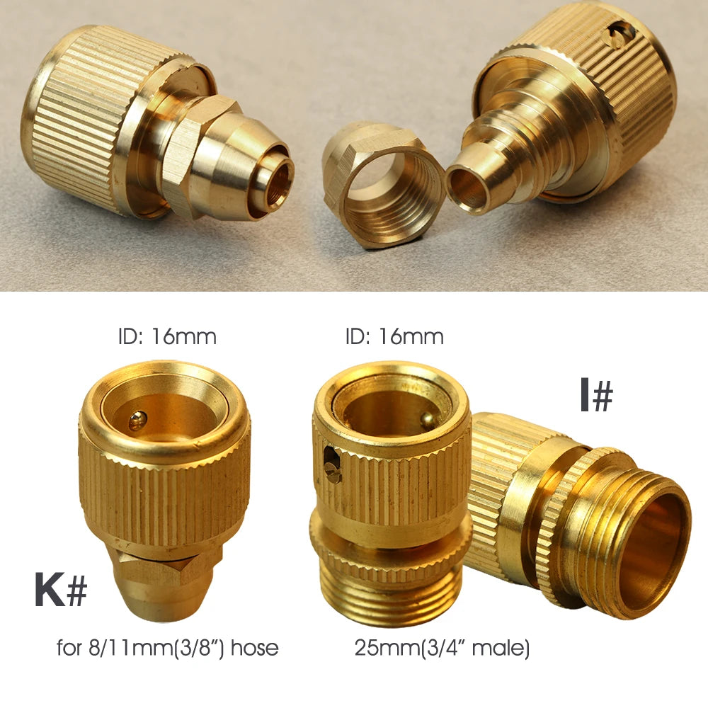 1/2'' 3/4'' 1'' Brass Tap Quick Connecter 16mm 20mm Copper Hose Coupling Adapter Garden Tubing Repair Watering Gun Fittings Tool