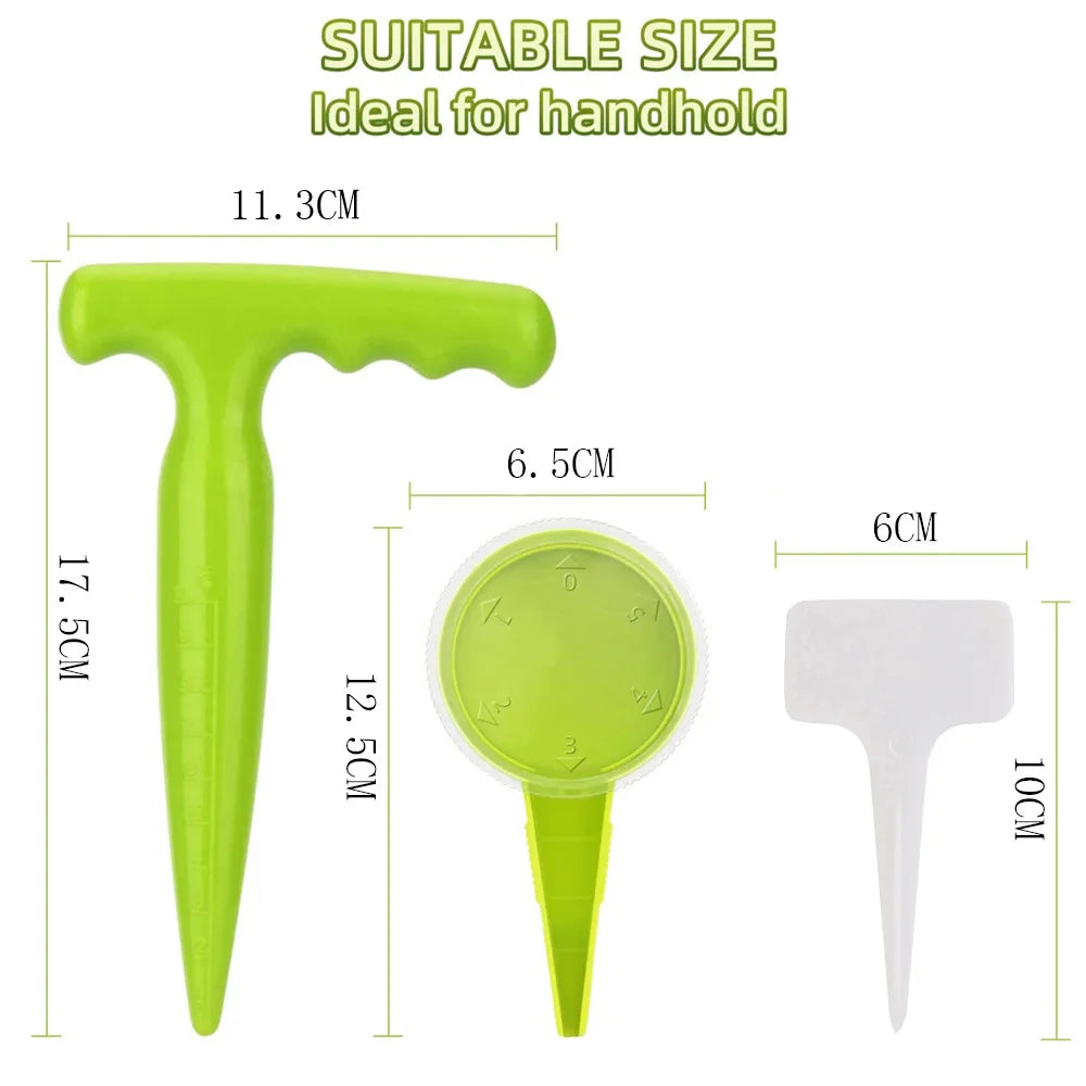 Fluorescent Green Planter 5-gear Adjustable Garden Tool Suit Gardening Plastic Hole Punch Garden Supplies