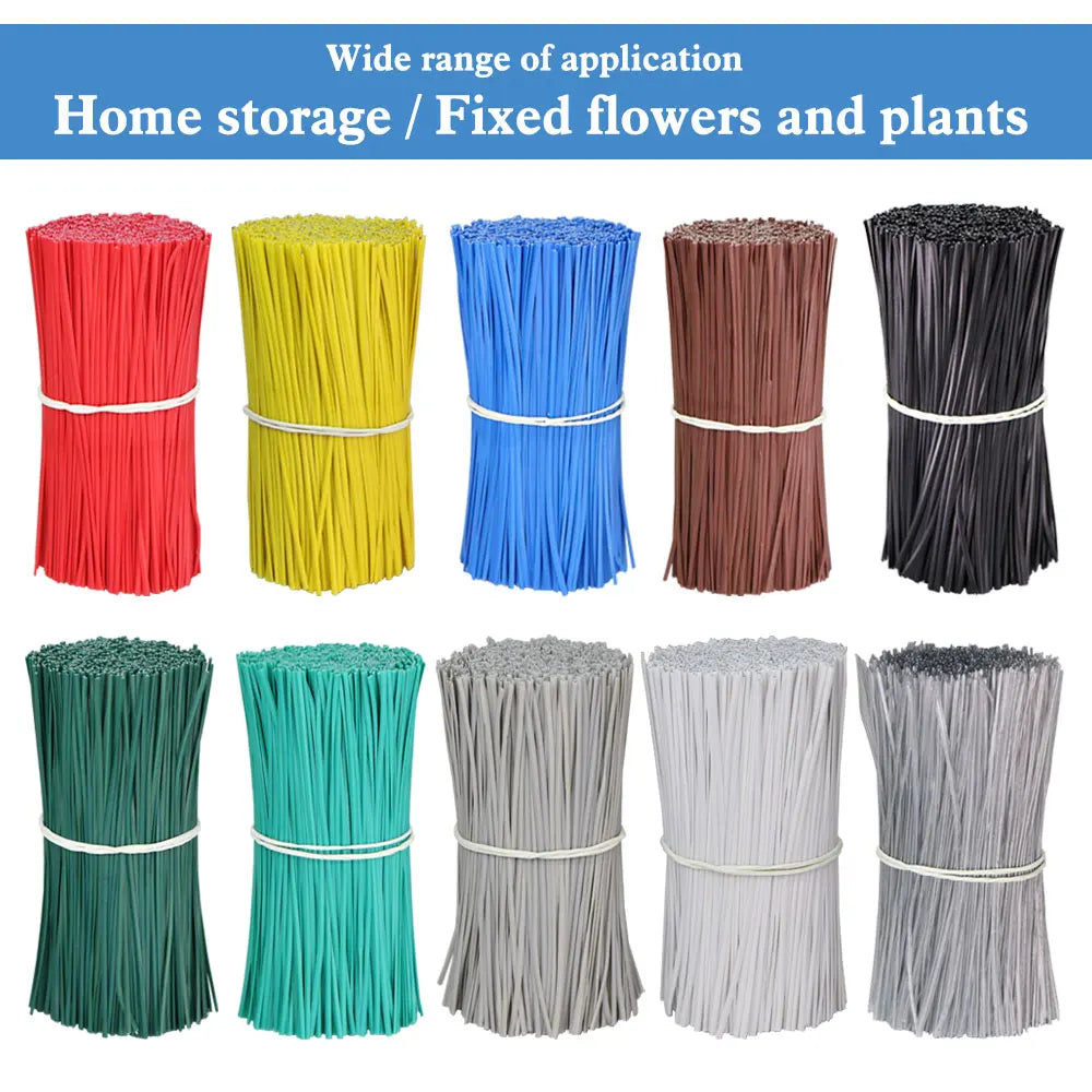 100PCS Oblate Gardening Cable Ties Reusable Iron Wire Twist Tie for Flower Plant Climbing Vines Multifunction Coated Fix Strings