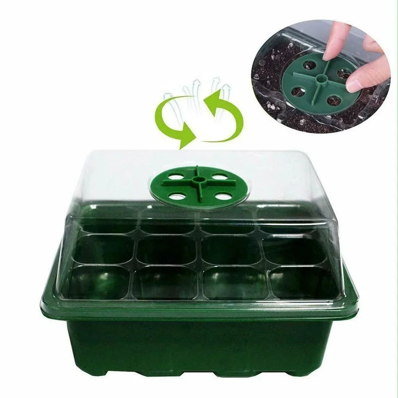 12 Hole Seedling Trays Seed Starter Plant Flower Grow Box Tools Propagation for Home Gardening Starting Germination Supplies