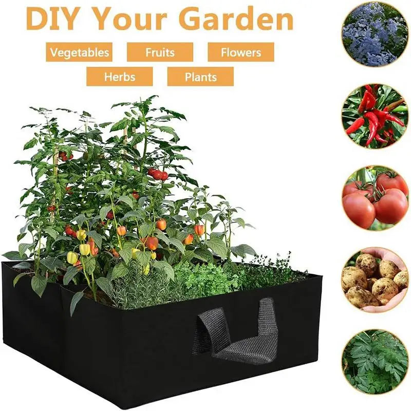 Fabric Raised Garden Bed Portable Rectangle Grow Bag Large Vegetable Planting Bag With 4 Grids Carrying Handle For Outdoor plant