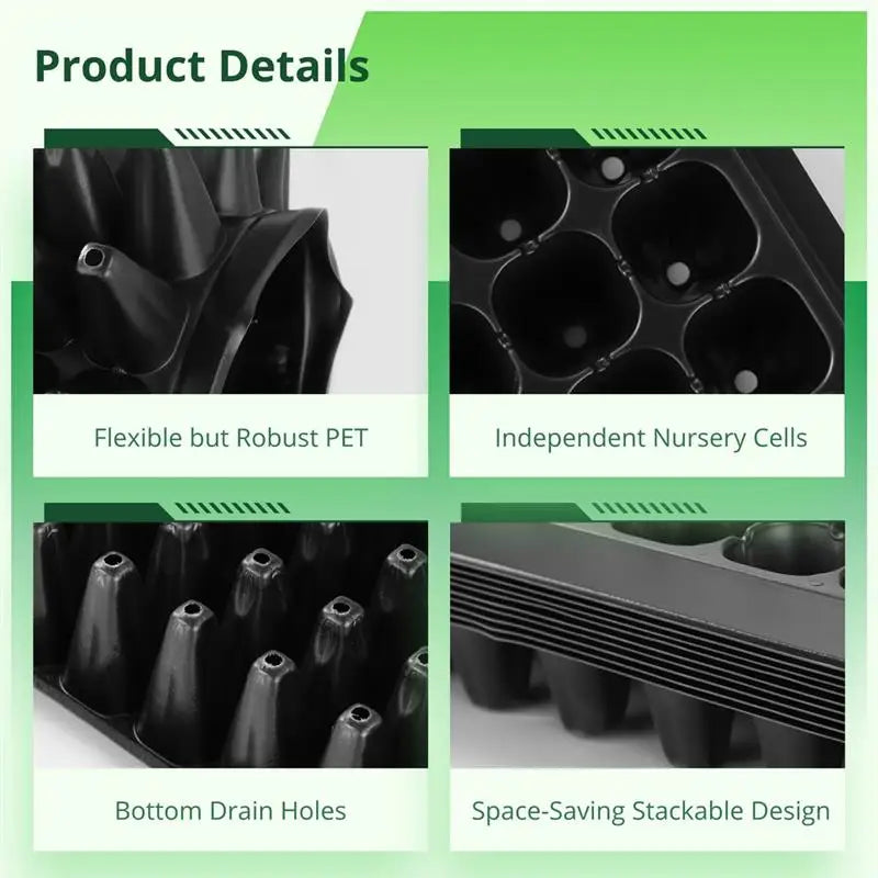 20Pcs Seed Starter Trays Plants Growing Trays PET Seed Started Plug Trays Mini Propagator Nursery Pots For Flowers Seed Growing