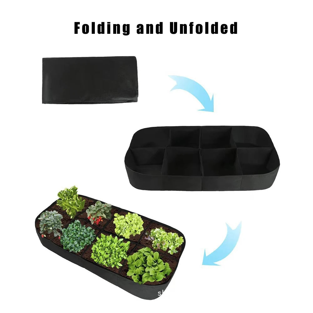 For Vegetables Flowers Multi-grid Square Plant Grow Bags 4/8 Pockets Felt Rectangular Planting Bag Raised Garden Bed