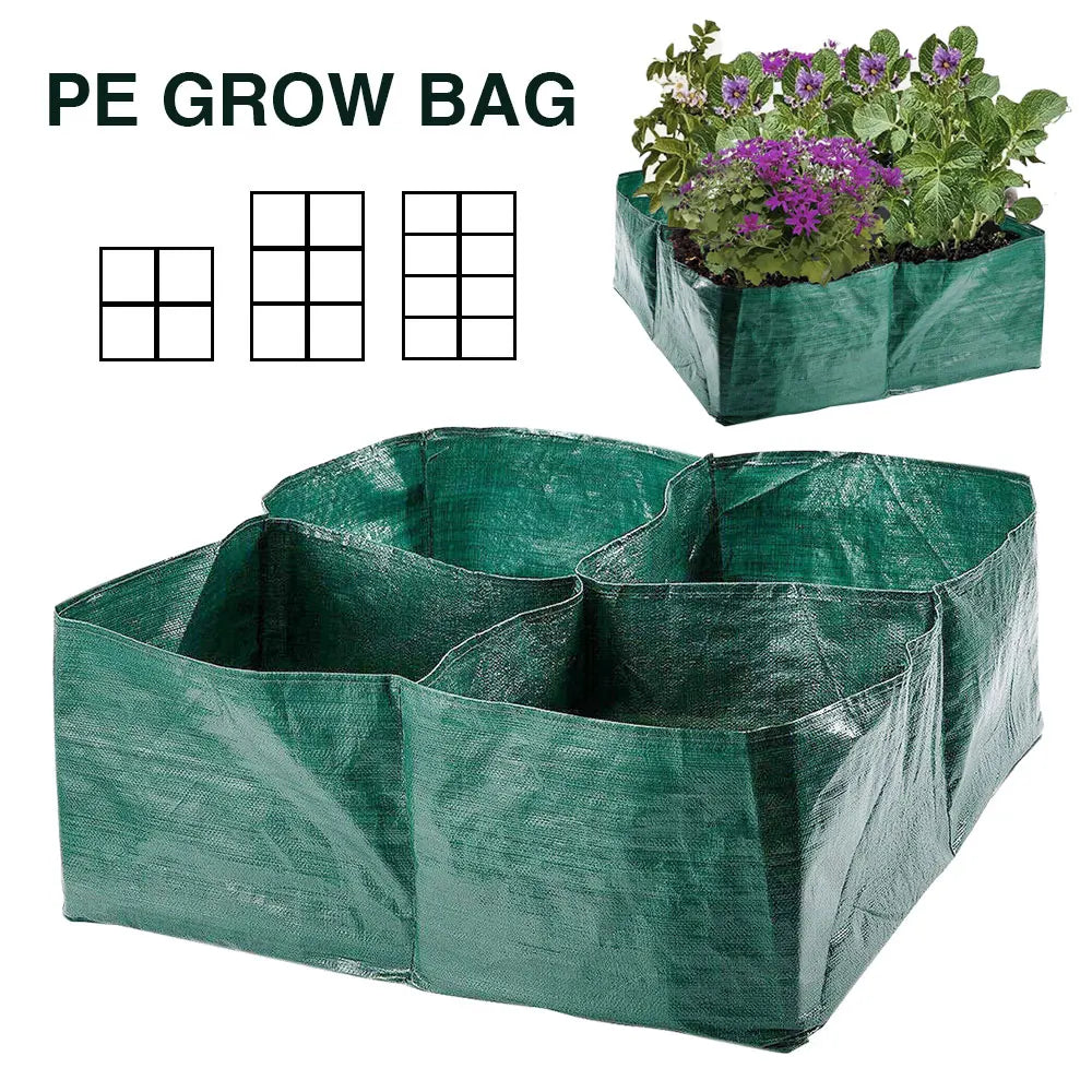 4/6/8 Grid PE Square Planting Bags Plants Pots Durable Split Garden Beds for Vegetable Strawberry Outdoor Home Planter Container