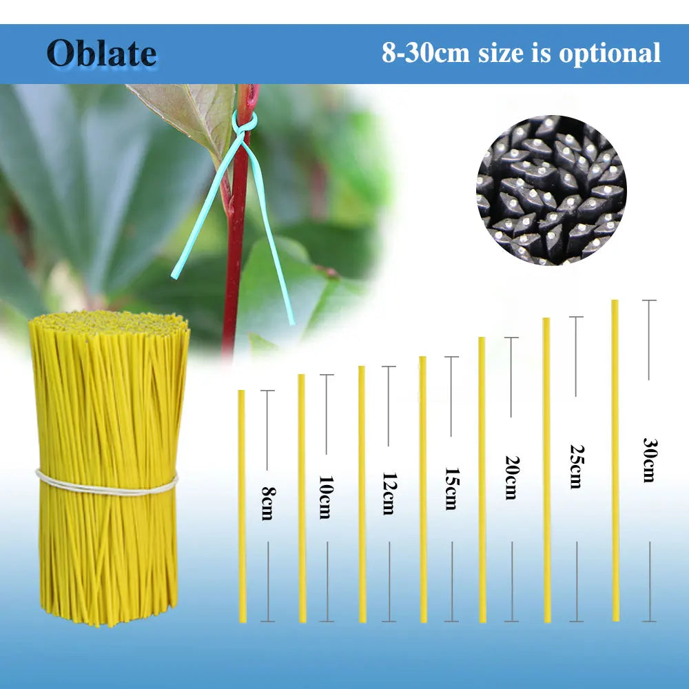 100PCS Oblate Gardening Cable Ties Reusable Iron Wire Twist Tie for Flower Plant Climbing Vines Multifunction Coated Fix Strings