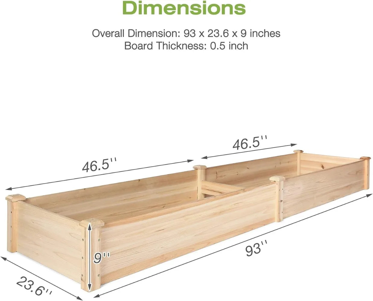 Wooden Garden Raised Bed 8×2 ft Outdoor Garden Box for Vegetable plant pot balcony decorations Flower Herb in Patio, Balcony