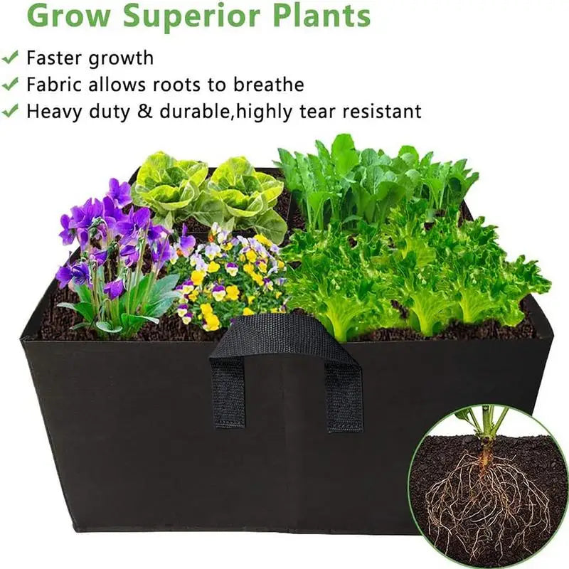 Garden Grow Bed Bags Rectangle Fabric Raised Garden Bed Foldable Thickened Plant Grow Bags With Carrying Handle For Outdoor