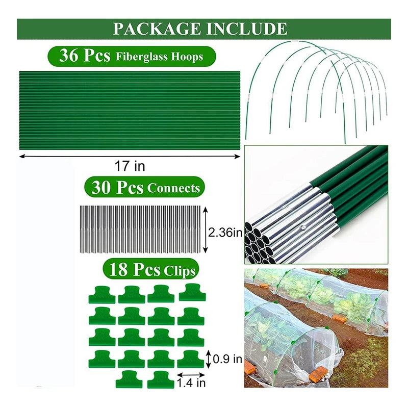 Garden Hoops For Raised Bed 6 Sets Of 8FT Long Greenhouse Hoops Grow Tunnel, Rust-Free Fiberglass Support Hoops Frame