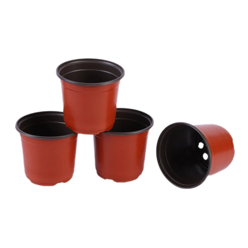 100 Pcs Plastic Plants Nursery Pot Seedlings Flower Plant Container Seed Starting Pots with Drainage Hole for Home Outdoor