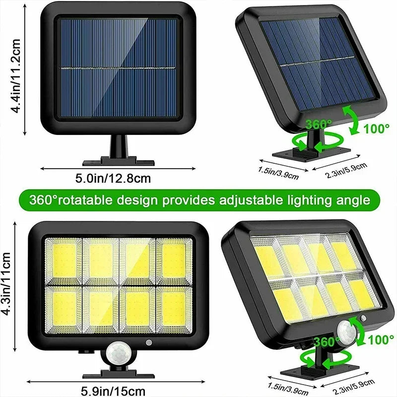 Solar Lights Outdoor Waterproof 160COB Split Wall Lamps Motion Sensor 3 Mode Street Lights Remote Control for Garden Patio Path