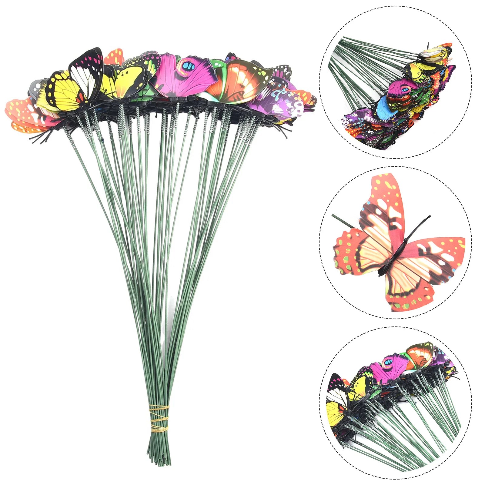 50PCS Simulation Single-layer Plunger Butterfly Gardening Ornaments Garden Flower Arrangement Decoration For Flower Beds  Lawn