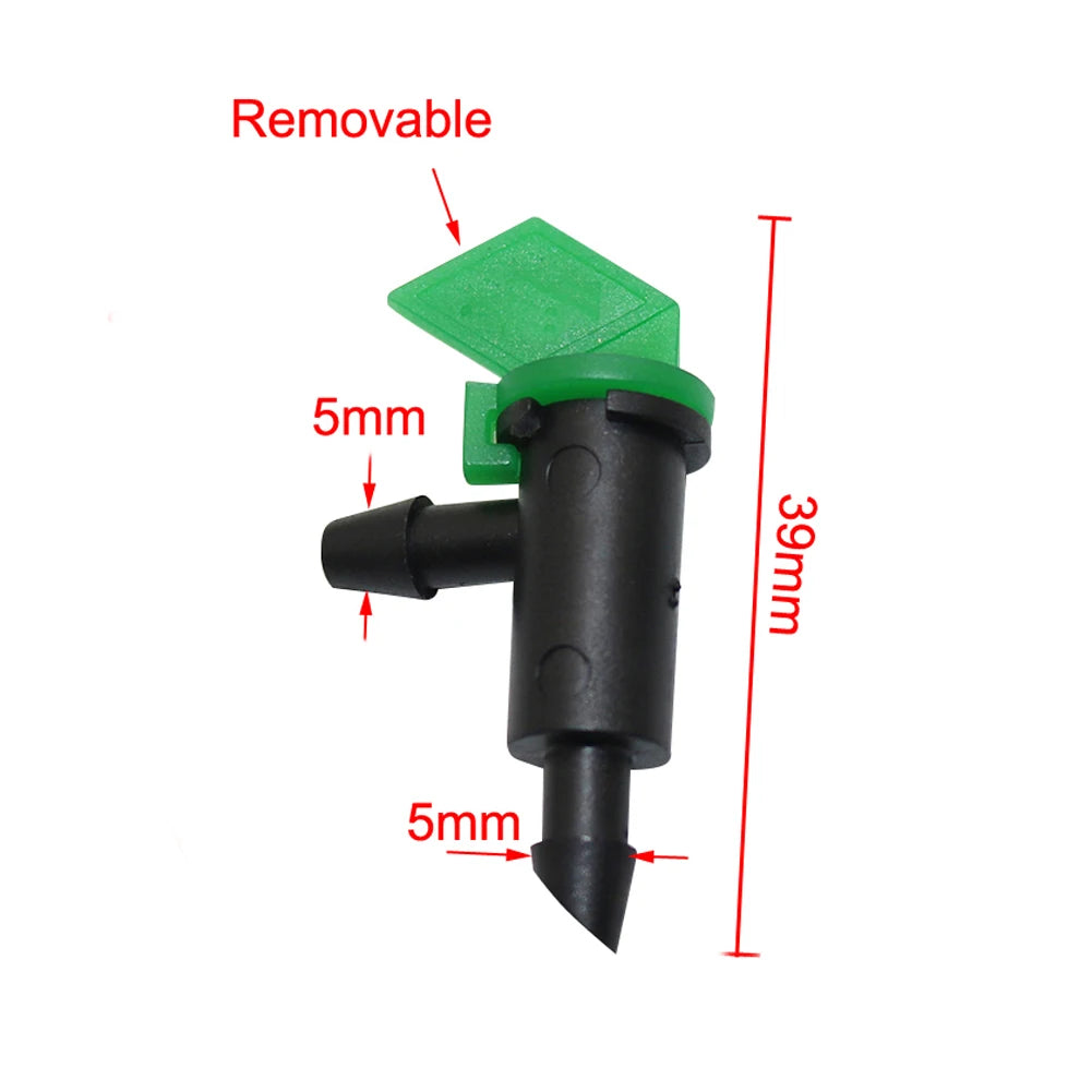 200Pcs 4L/8L/16L Flag Dripper 1/4" Barbed Steady Flow Micro Drip Irrigation Emitter Garden Bonsai Plants Flower Watering Dripper