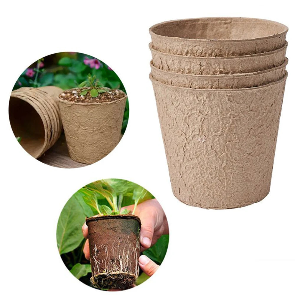 100Pcs Flower Pots Peat Planting Pots Biodegradable Paper Pulp 6*6*4.5cm For Plant Starter Starting Tray Gardening Supplies