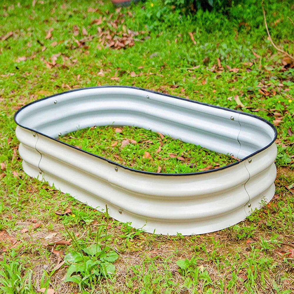 20 cm Tall Outdoor Metal Raised Garden Bed Durable Galvanized Cold Rolled Steel Planter Box for Vegetables Flowers Fruits