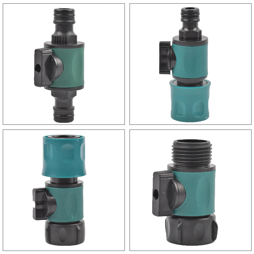 Plastic Valve with Quick Connector 3/4" Female Thread 3/4" Male Thread Agriculture Garden Watering Prolong Hose Adapter Switch