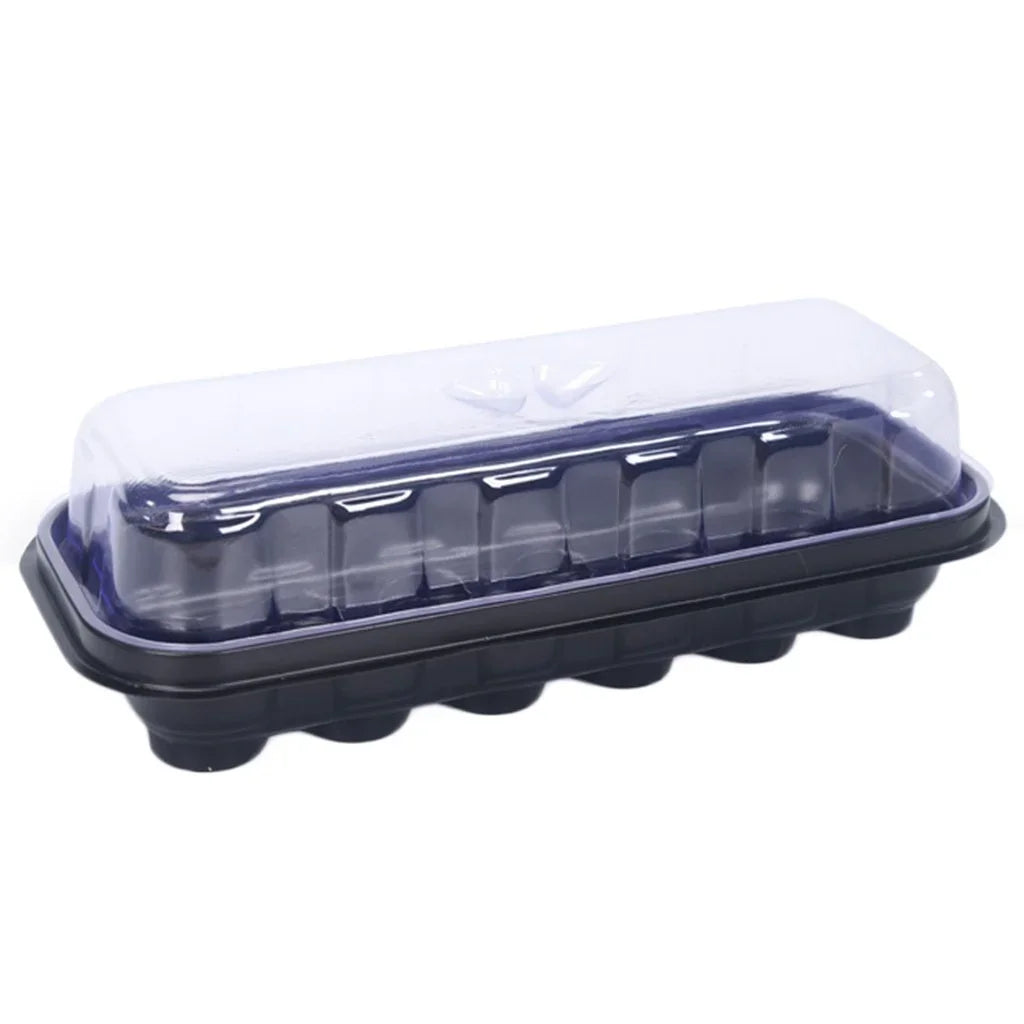 12 Holes Plastic Nursery Pots Planting Seed Tray Kit Cells Seed Tray Grow Box Seedling Starter Germination Garden Grow Box