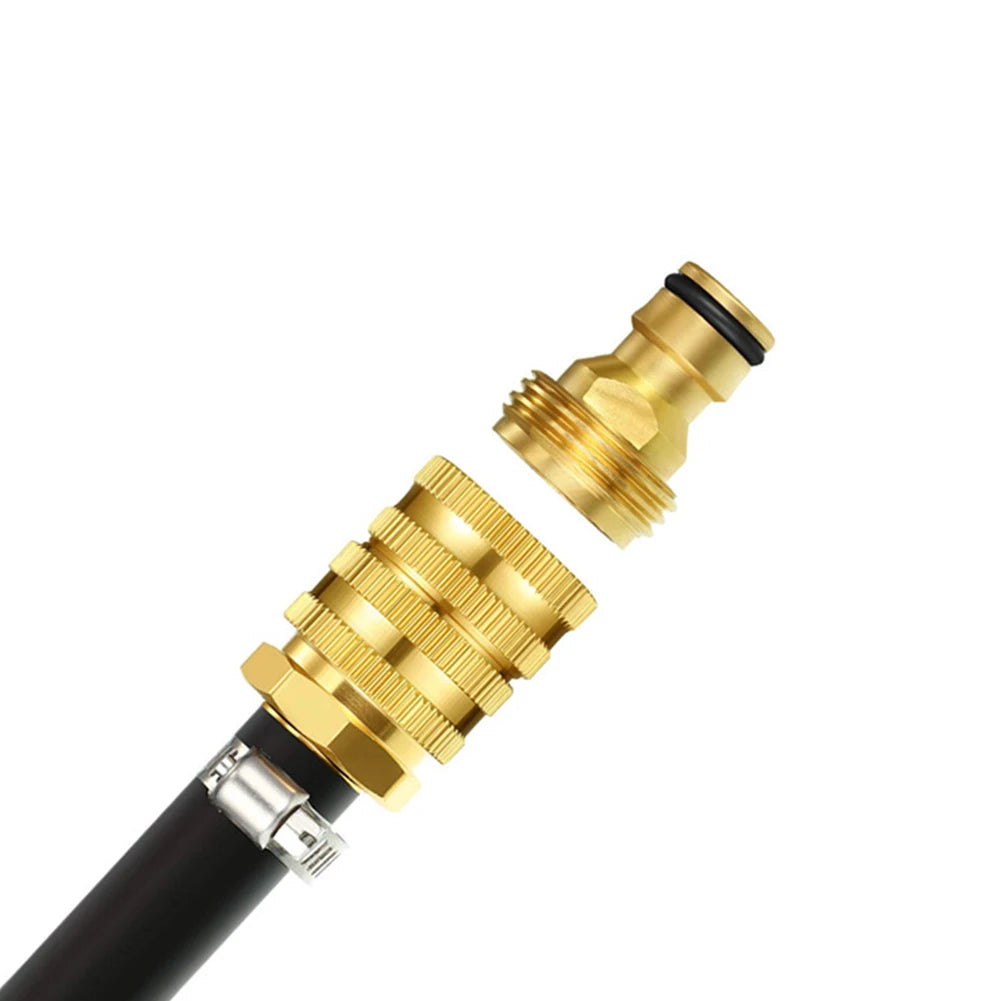 Two-Way Female Connector Solid Brass Garden Hose Adapter 3/4 Female-To-Female Hose Adapter For Watering Irrigation Quick Connect