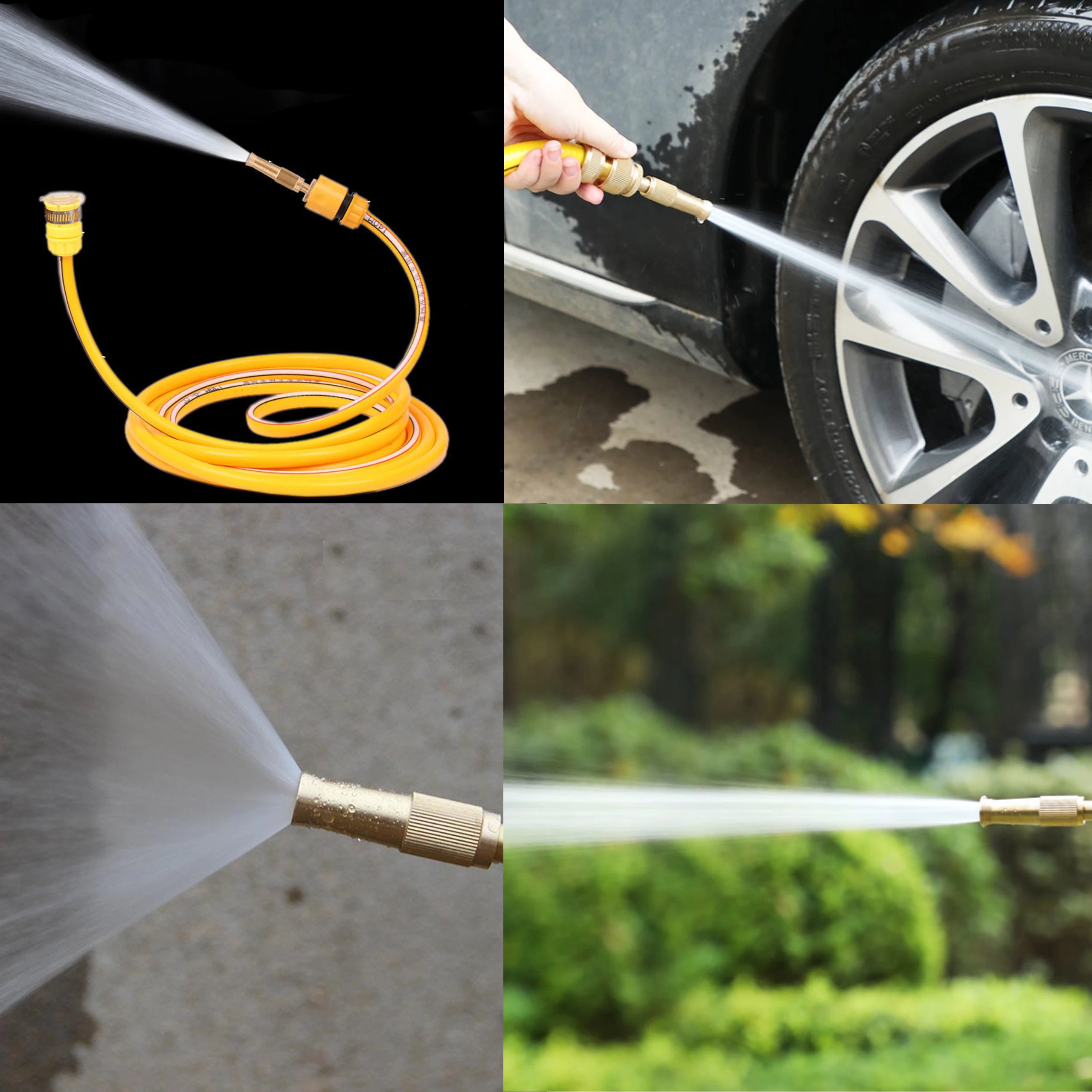 Adjustable High Pressure Squirt Water Gun Aluminum Alloy Spray Nozzle Spray Sprinkler High Pressure Direct Spray Garden Hose