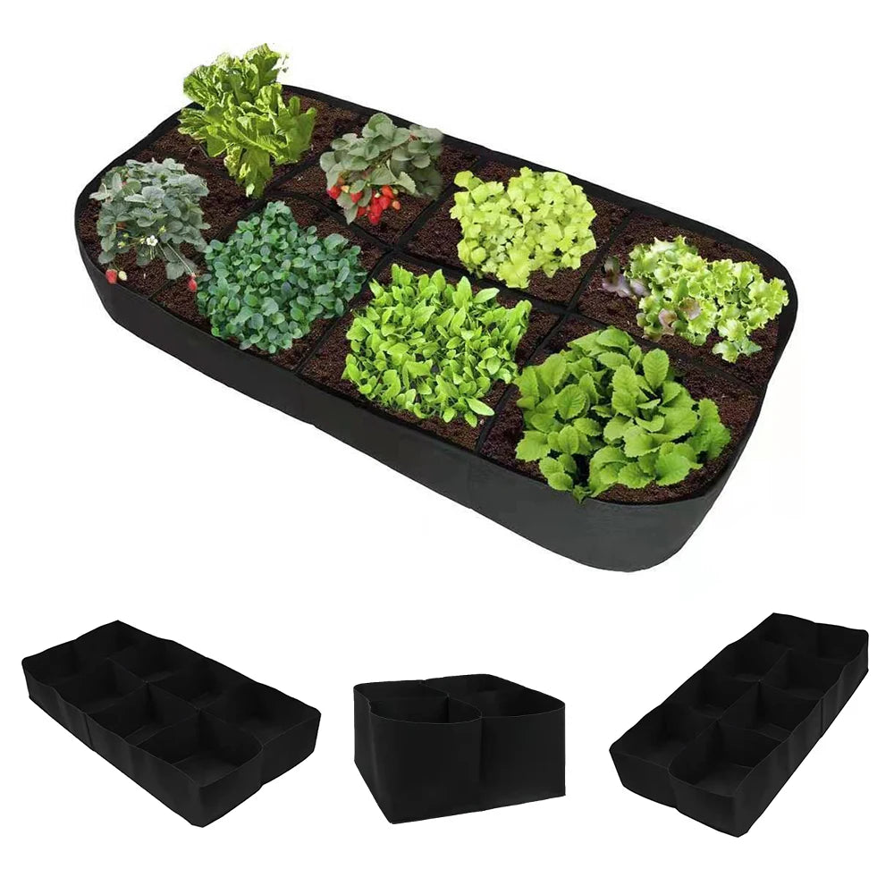 Rectangular Planting Bag Multi-grid Raised Garden Bed For Vegetables Flowers Felt 4/8 Pockets Square Plant Grow Bags