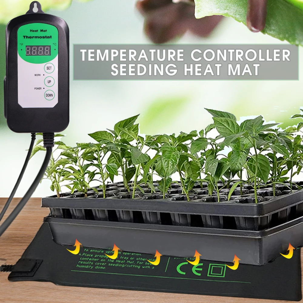 110/220V Plants Heating Mats with 68-108F Digital Thermostat Controller for Garden Seed Start Germination Nursery Grow Warm Pad