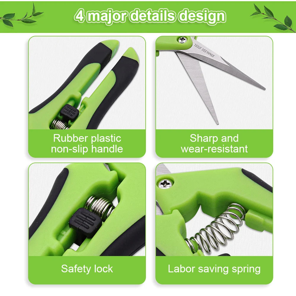 Garden Pruning Shears Stainless Steel Pruning Tools Gardening Tools Scissors Fruit Picking Household Potted Weed Pruning Shears