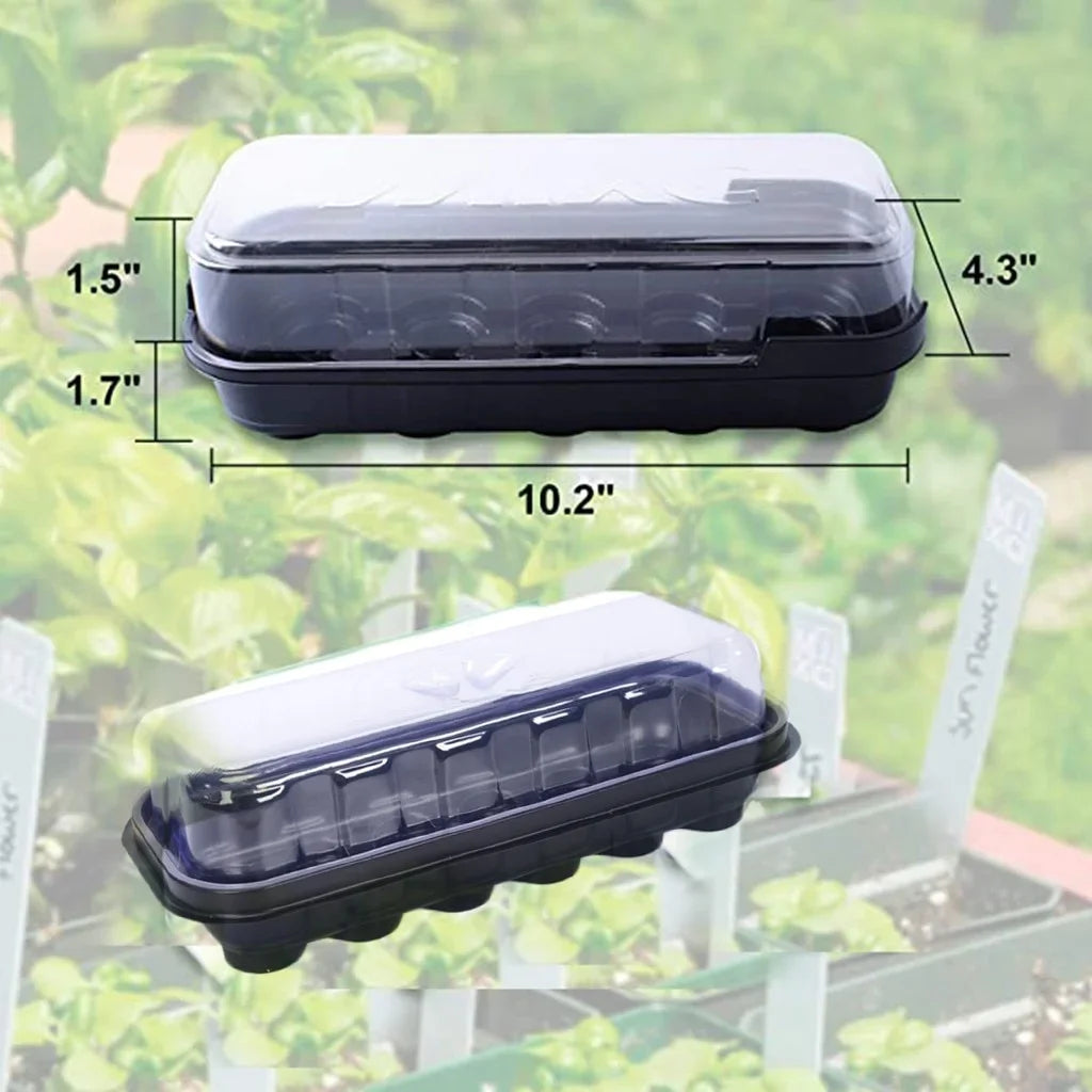 12 Holes Plastic Nursery Pots Planting Seed Tray Kit Cells Seed Tray Grow Box Seedling Starter Germination Garden Grow Box