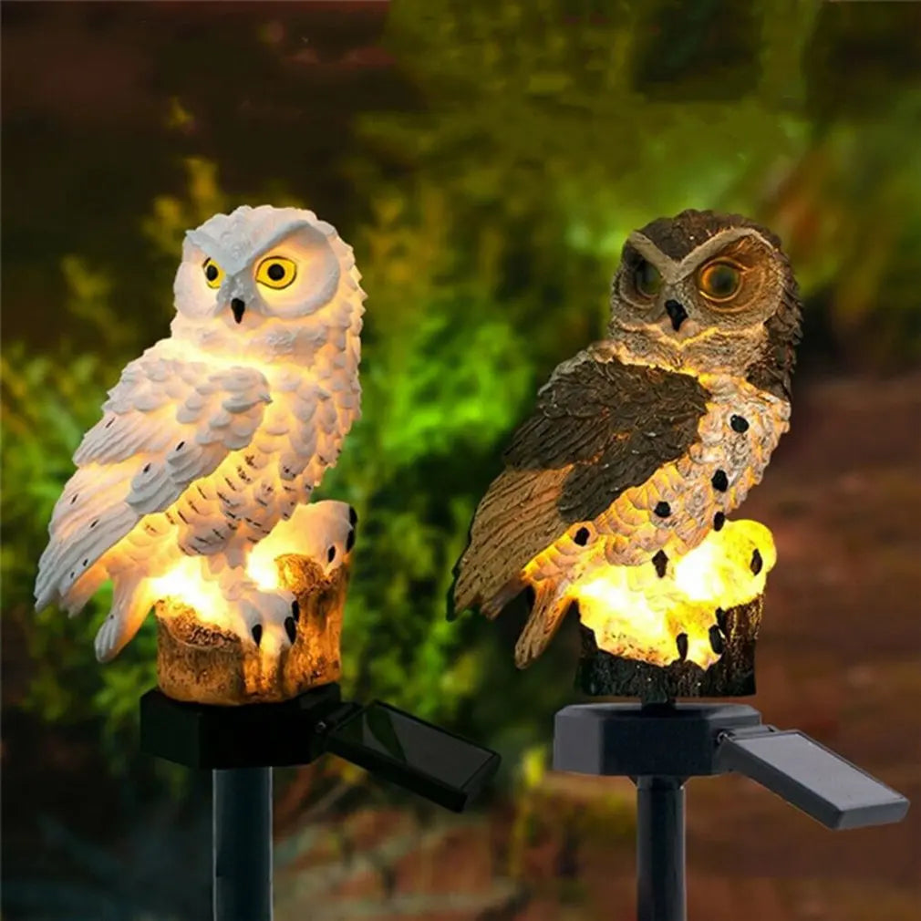 Hot Newest Owl Solar Light With Solar LED Panel Fake Owl Waterproof Solar Garden Lights Owl Ornament Animal Bird Outdoor Lamps