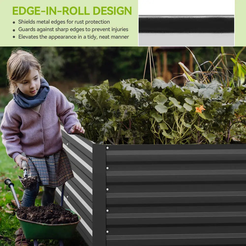 6x3x1.5ft Raised Garden Bed Kit Outdoor Large Metal Patio Planter Box w/ 2 Glove