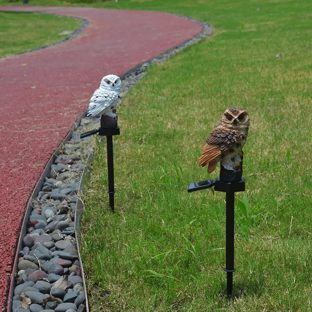 Hot Newest Owl Solar Light With Solar LED Panel Fake Owl Waterproof Solar Garden Lights Owl Ornament Animal Bird Outdoor Lamps