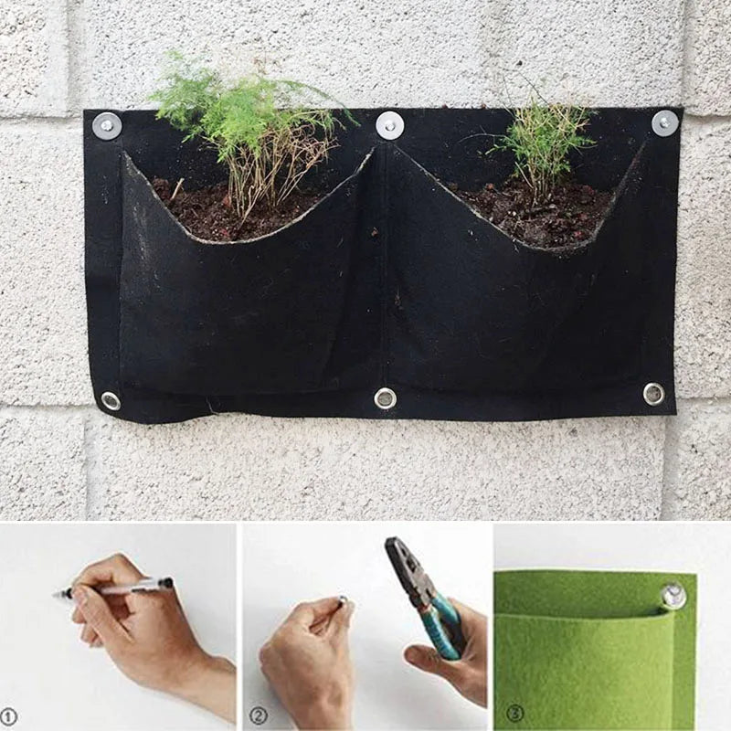 36 Pockets Vertical Garden bed pots flower grow bags Wall-mounted Hanging Planting Bag Black Non-woven Fabrics Vegetable Yard D4