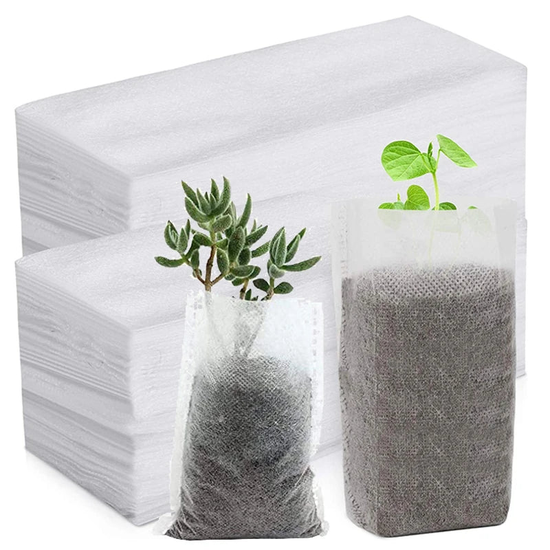 100Pcs Non-Woven Plant Nursery Bags Biodegradable Seedling Grow Bag Seed Starting Bags For Grow Flower Tree Vegetable Planting