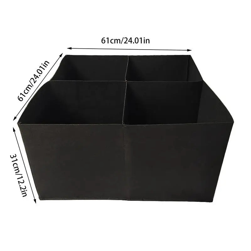 Raised Garden Bed 4 Divided Fabric Square Garden Grow Bag Non-Woven Fabric Breathable Gardening Planter For Carrot Onion Flower