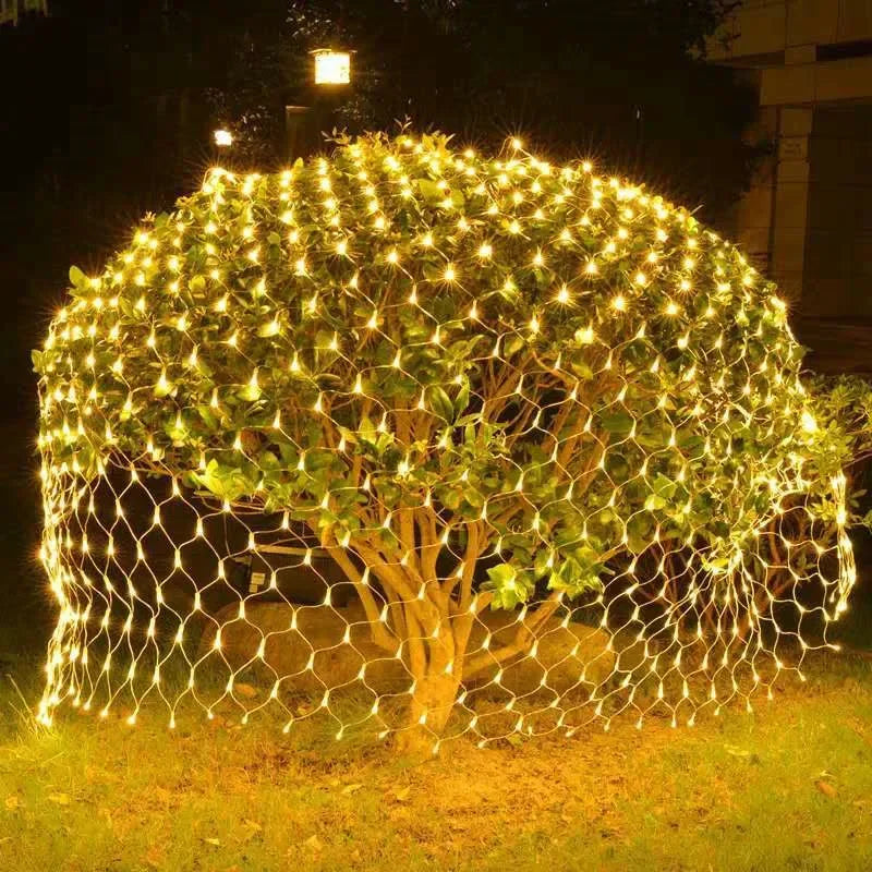 Solar Power or EU plug Led Net String Lights Street Garlands Christmas Outdoor New Year Wedding Party Fairy Garden Decor