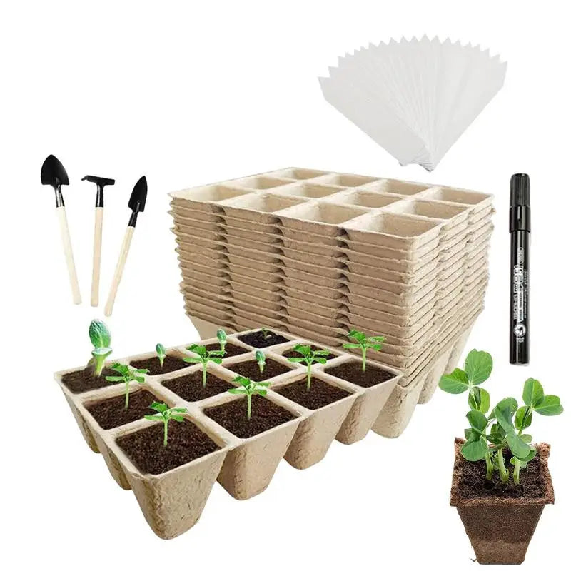 Seedling Starter Trays Garden Nursery Seed Starting Flowerpots Home Garden Organic Germination Seed Tray Transplant Nursery Pot