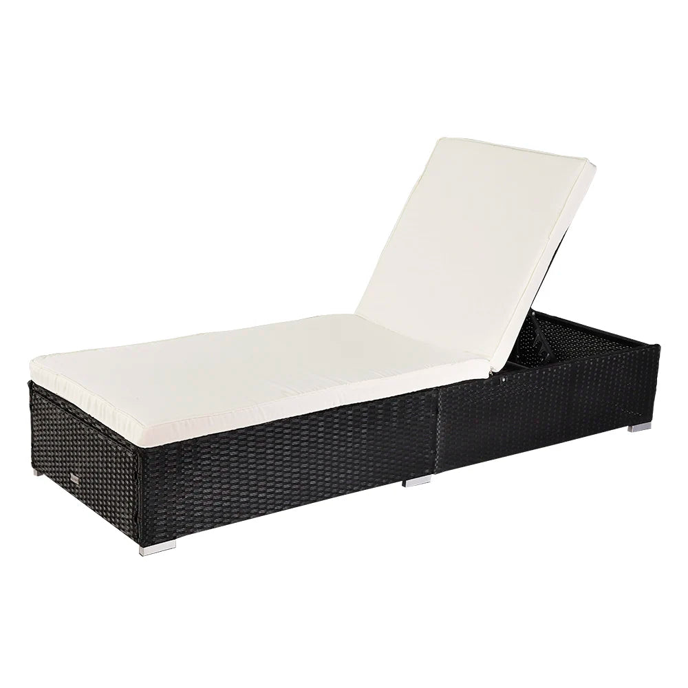 Outdoor Leisure Rattan Furniture Pool Bed / Chaise (Single Sheet) for Patio Deck Garden, Backyard Furniture