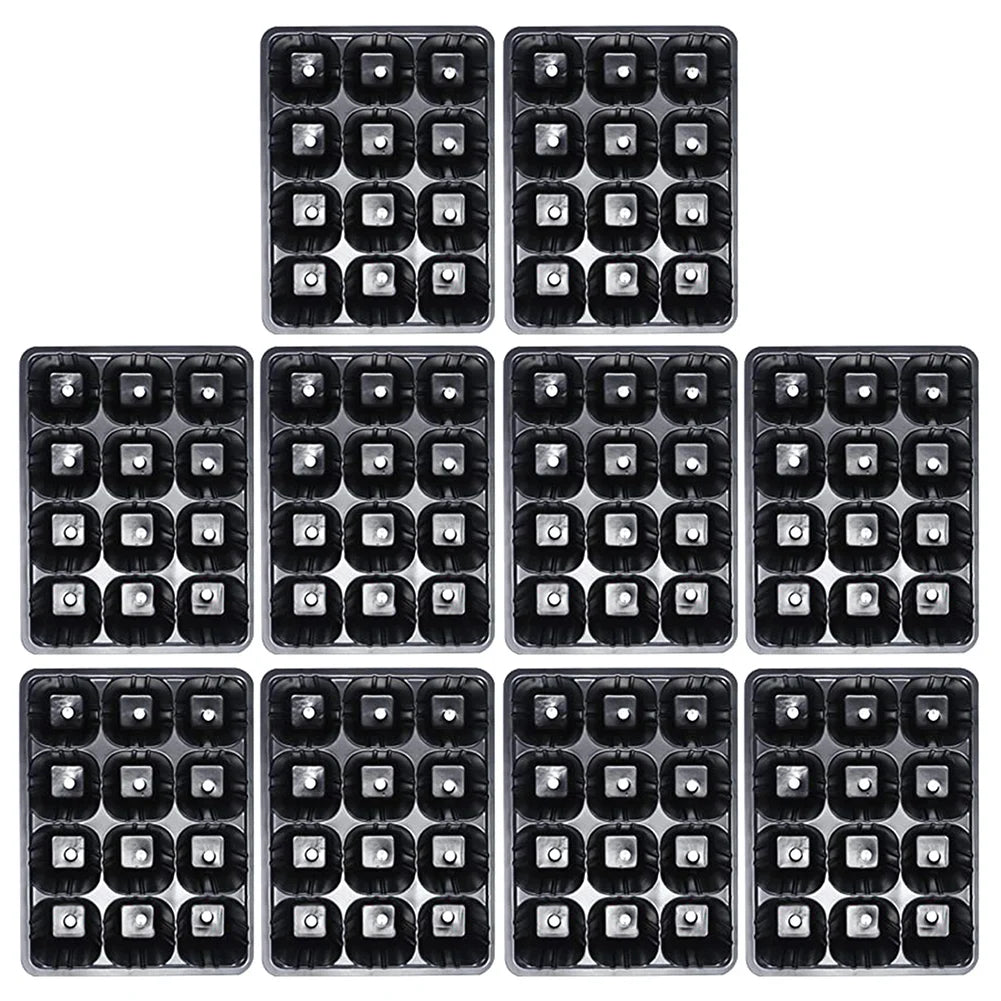 10pcs 12 Cells Plant Starter Trays Germination Propagation For Vegetable Fruit Tray With Breathable Holes Nursery Trays Lids