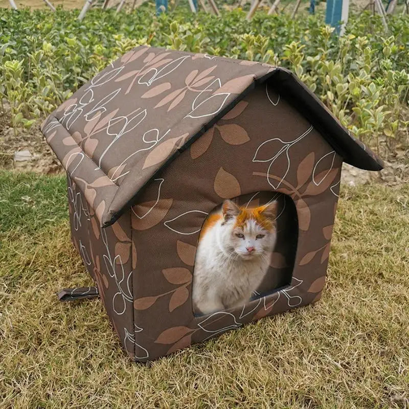 Pet House Outdoor Stray Cat Shelter Oxford Cloth Waterproof Cat Bed Deep Sleep House Stray Dog Winter Garden Puppy Kitten Cave