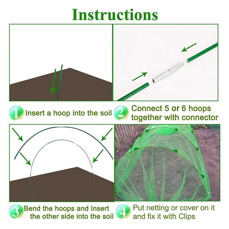 Garden Hoops For Raised Bed 6 Sets Of 8FT Long Greenhouse Hoops Grow Tunnel, Rust-Free Fiberglass Support Hoops Frame