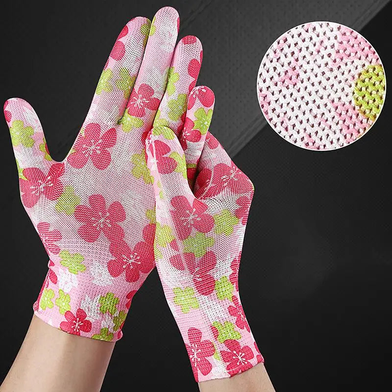 Breathable Garden Gloves Printed High Eastic Nylon Work Non-Slip Household Labor Protection Gloves For Mechanic Construction