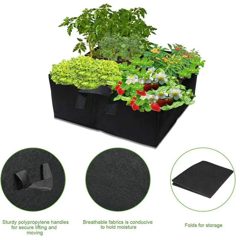 Garden Grow Bed Bags Rectangle Fabric Raised Garden Bed Foldable Thickened Plant Grow Bags With Carrying Handle For Outdoor